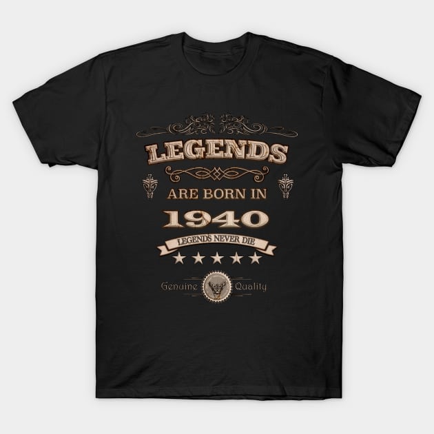 Legends Are Born In 1940 Retro T-Shirt by Tpixx